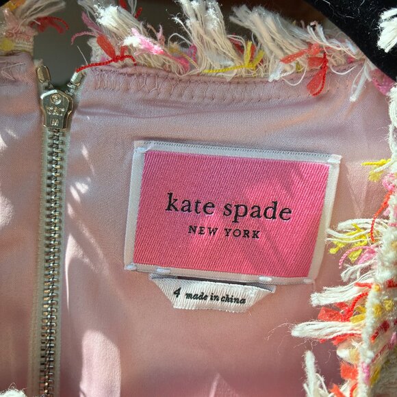 Kate Spade Tweed Pink, Yellow, Red, and White Dress with Pockets - Size 4 - Picture 6 of 11
